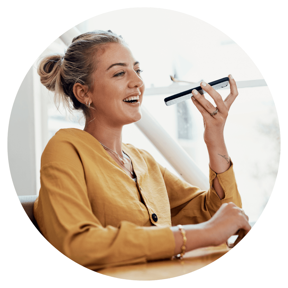 Business owner recording a voice note