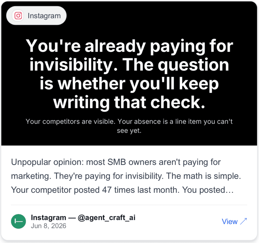 Agent Craft post on Instagram